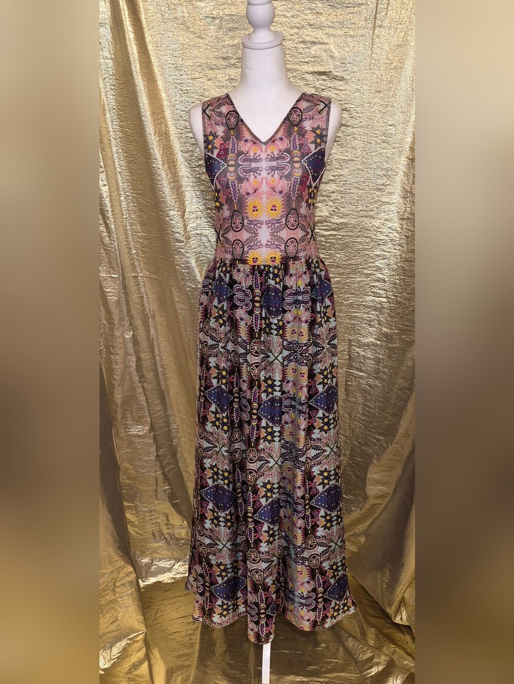 Carolina K Multicolor, Beaded & Patterned Maxi Dress